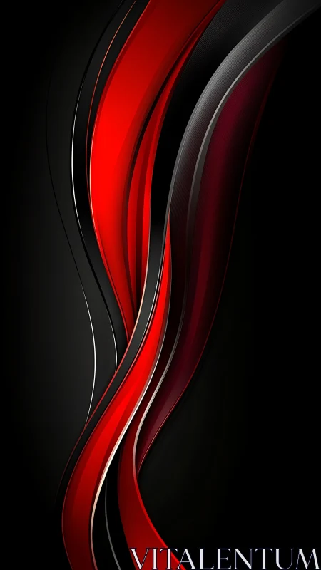 Red and black flowing ribbons with glossy gradient depth.