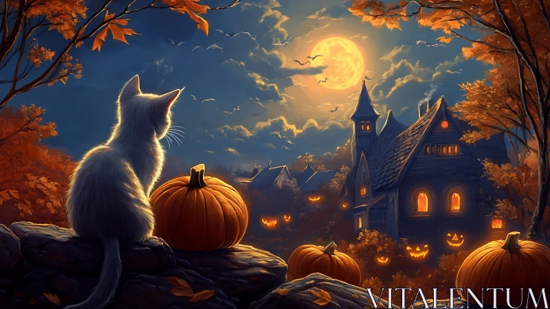 Cat's Magical Halloween Night Under the Harvest Moon.