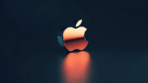 Apple's Iconic Logo Glows with Warm Elegance.