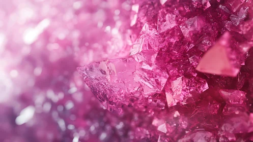 Sugared nebula of pink crystals in glittering close‑up.