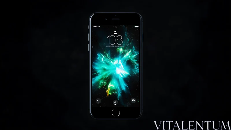 iPhone displaying luminescent energy burst lock screen interface