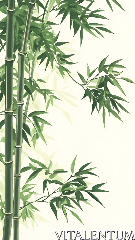 Graceful bamboo stalks cast soft shadows on pale light.