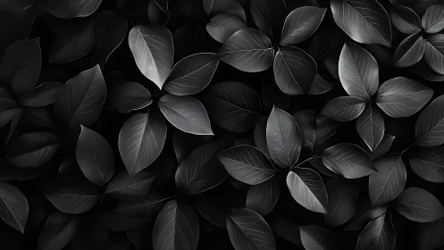 Monochrome leaf cluster shows uniform overlapping foliage