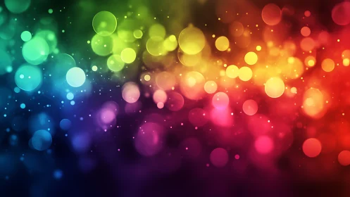 Multicolor bokeh light pattern on dark blurred background.