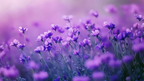 Purple Wildflowers in Soft Focus Field.