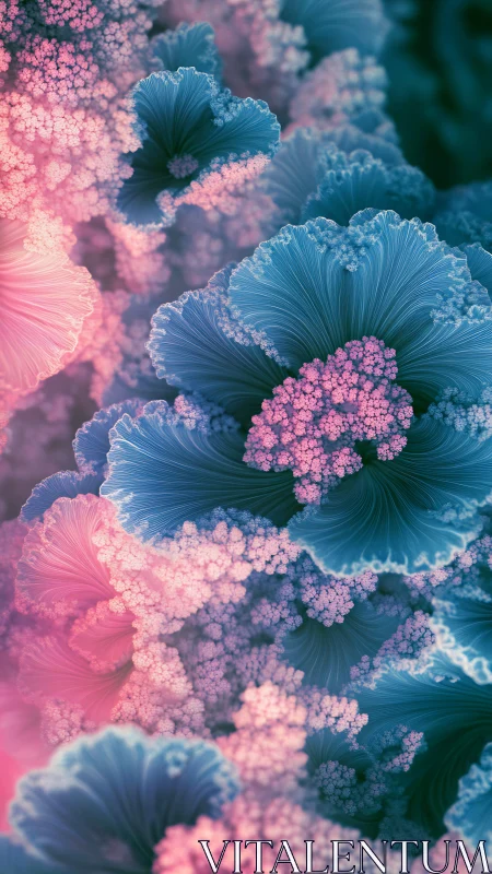 Fractal coral blossoms merge cool teal and warm pink light