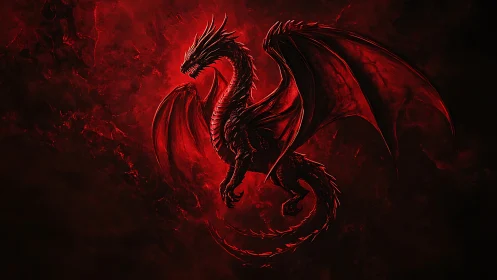 Crimson storm dragon coils through embers like living fire