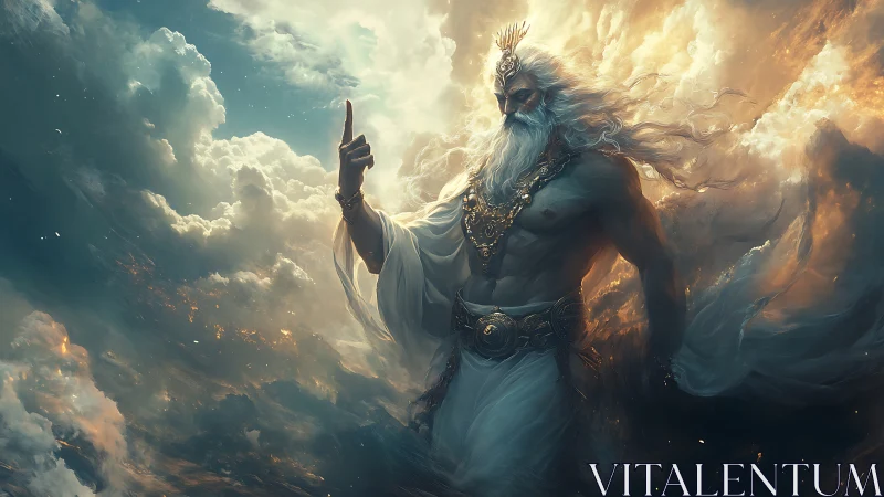 Storm crowned titan conducts thunder amid molten clouds