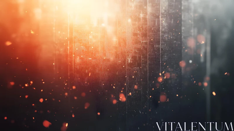 Abstract glowing digital embers on dark background, cinematic style.