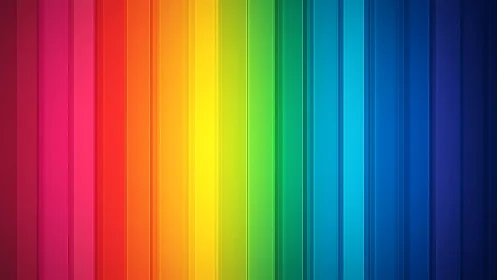 Vertical rainbow panels quietly step from warmth into cool