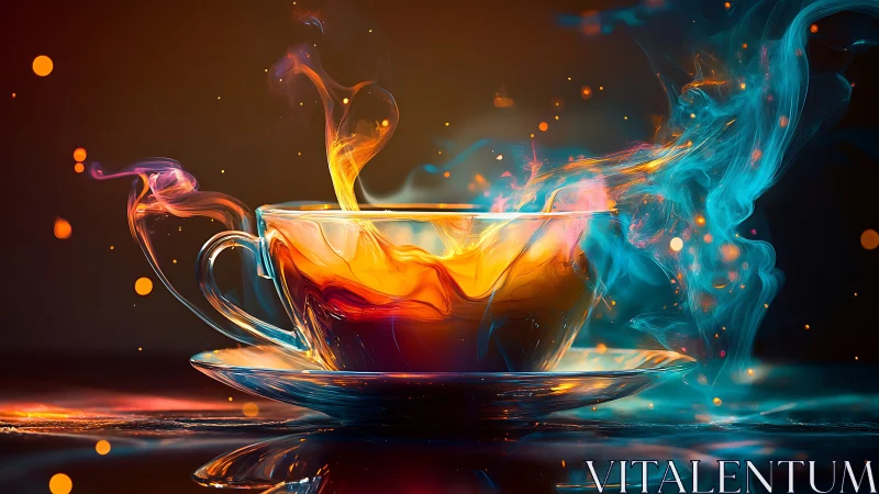 Liquid Splash Teacup with Glowing Energy Flows
