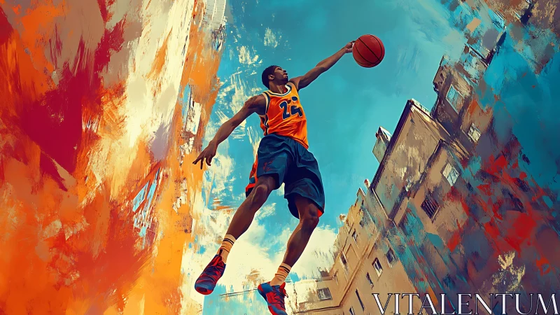Street sky dunk in a whirlwind of bold city color.
