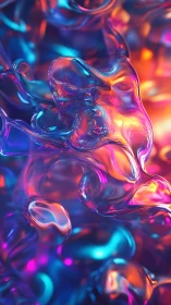 Liquid glass shapes in vivid neon blue, pink and orange.