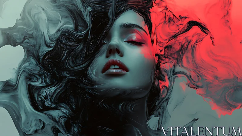 Chromatic fluid portrait with bifurcated spectral diffusion.