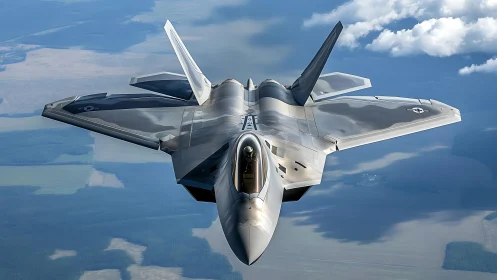 Stealth raptor slices blue sky with razor-edged shadow wings