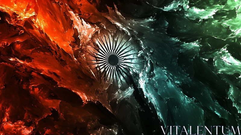 Abstract Indian Flag Colors with Ashoka Chakra in Digital Art.