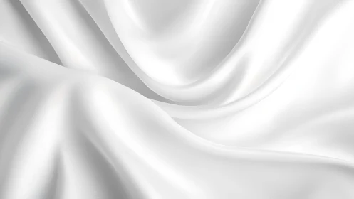Smooth White Satin Fabric Close-Up with Flowing Folds, Minimalist Style.