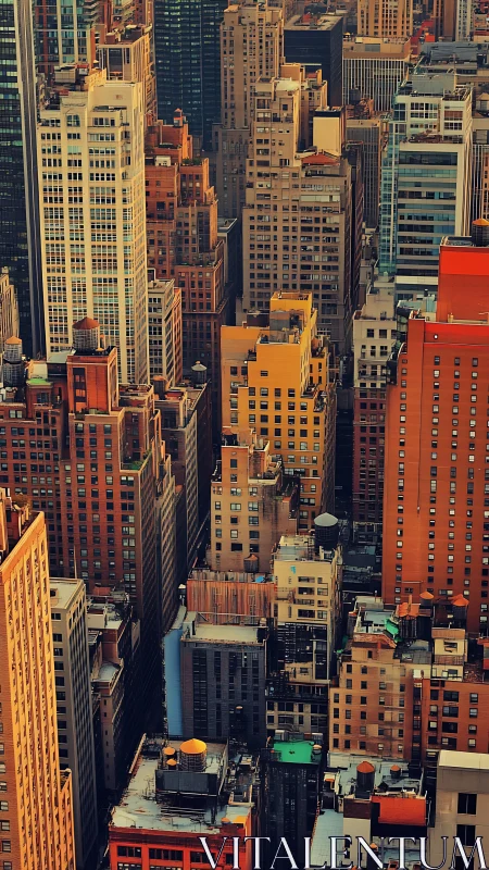 High-density urban canyon with thermally tinted skyscraper grid.