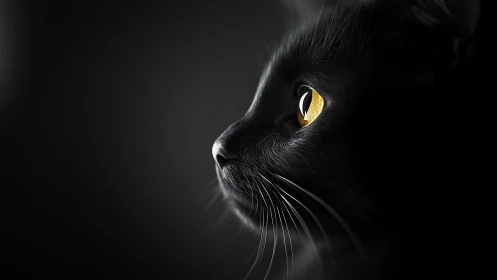 Obsidian Gaze: The Feline Mystic with Golden Eyes.