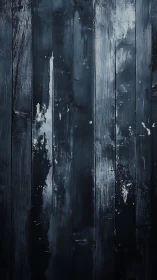 Vertical dark wooden boards show worn painted surface