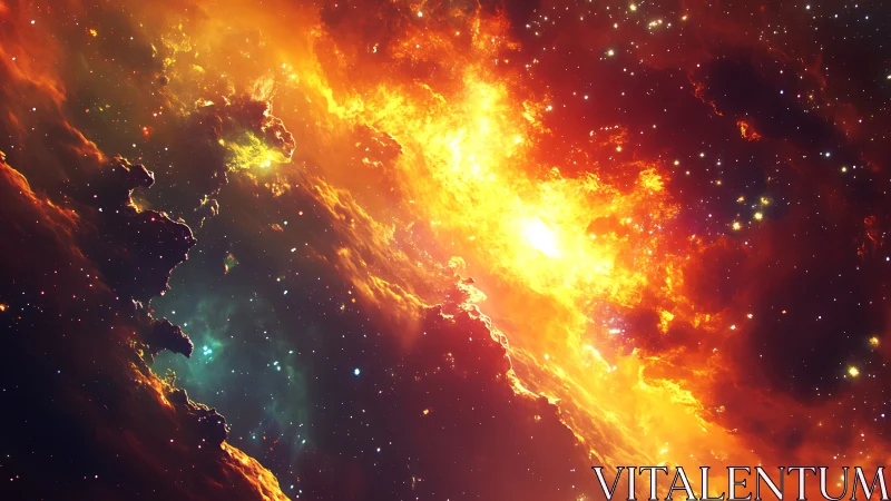 Solar storm river blazing across a crowded newborn galaxy.