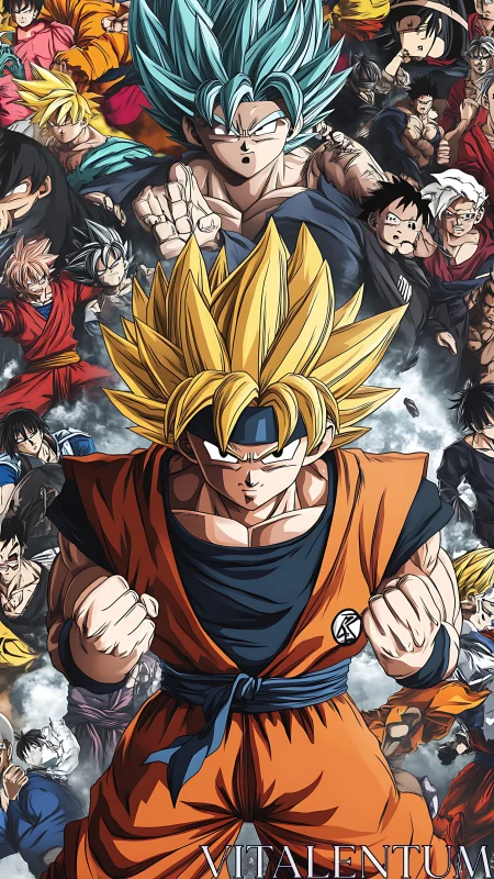 Dynamic anime ensemble with layered hero-centric composition.