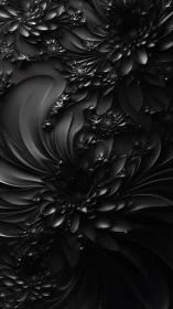 Dark fractal petals forming layered metallic blooms.