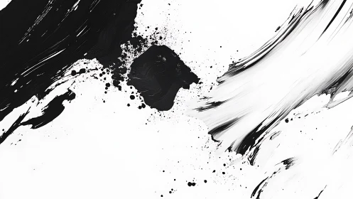 High-contrast monochrome brushstrokes reveal dynamic directional motion