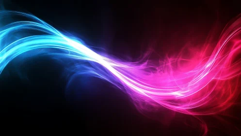 Colorful light streams dance across a deep dark space