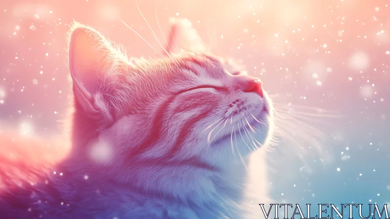 Ethereal Cat in Gradient Light Cascade.