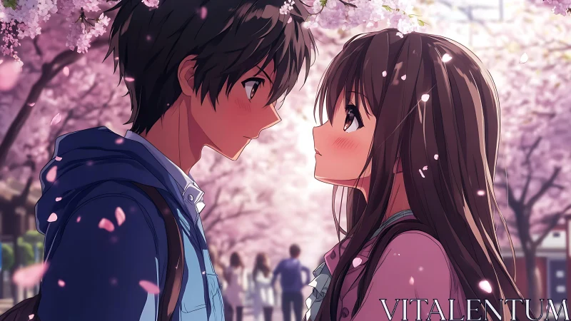 Blossom-bright confession pauses beneath drifting petals