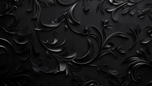 Dark sculpted floral relief with flowing baroque curves.