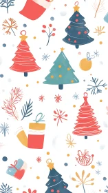 Seamless vector pattern shows stylized Christmas elements