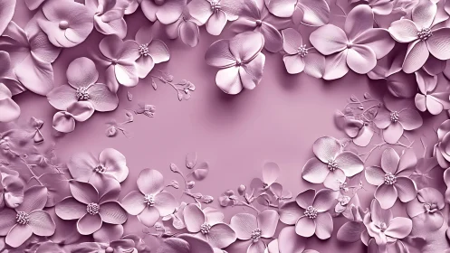 Monochrome 3D floral relief forms rectangular border frame