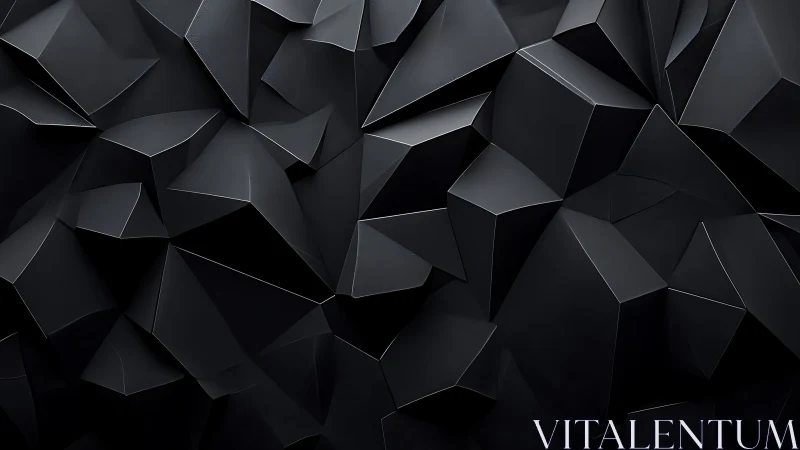 Gently lit black geometric cliffs with a modern calm mood.