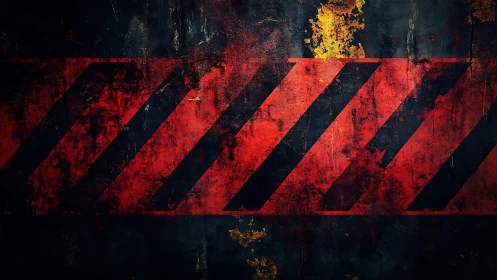 Grungy Red and Black Diagonal Striped Warning Background.