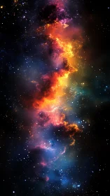 Vertical nebula structure with multicolor ionized gas clouds.