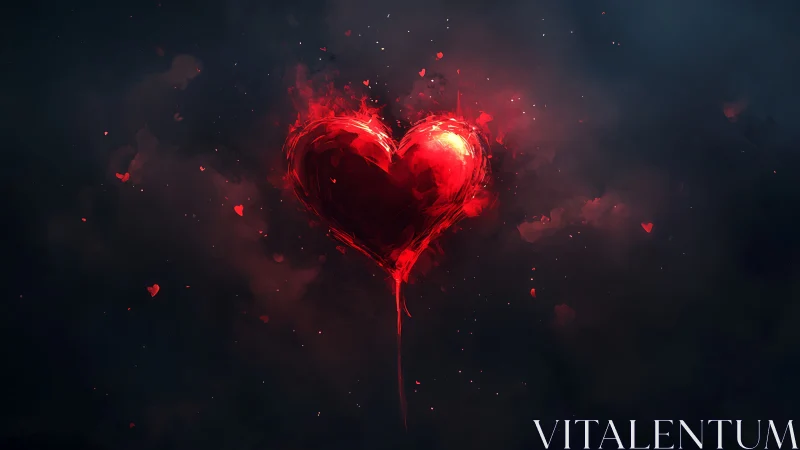 Radiant Heart Silhouette: Luminous Particle Dissolution Effect.