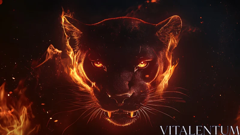 Fireborne panther lunges from the shadows with molten eyes