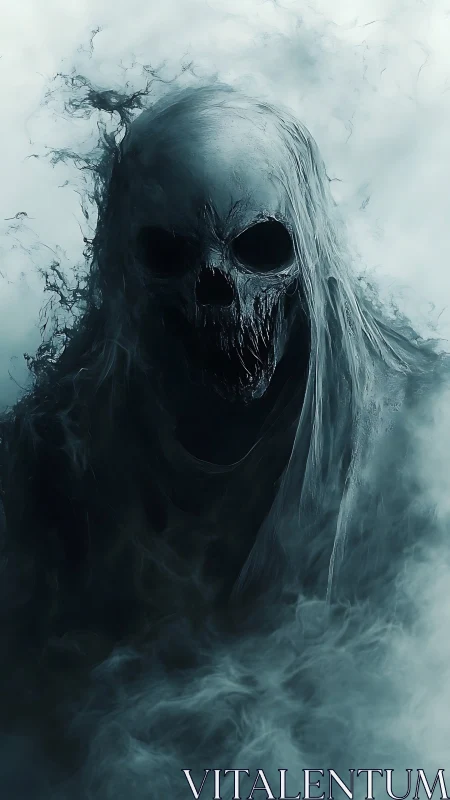 Volumetric wraith entity emerging from turbulent vapor field.