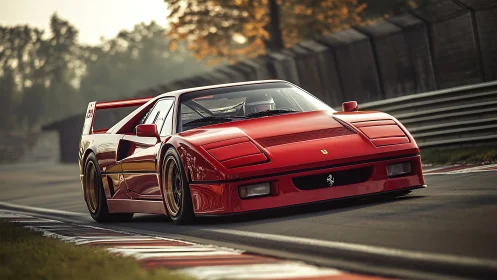 Scarlet track legend carving dusk-lit racing curves.