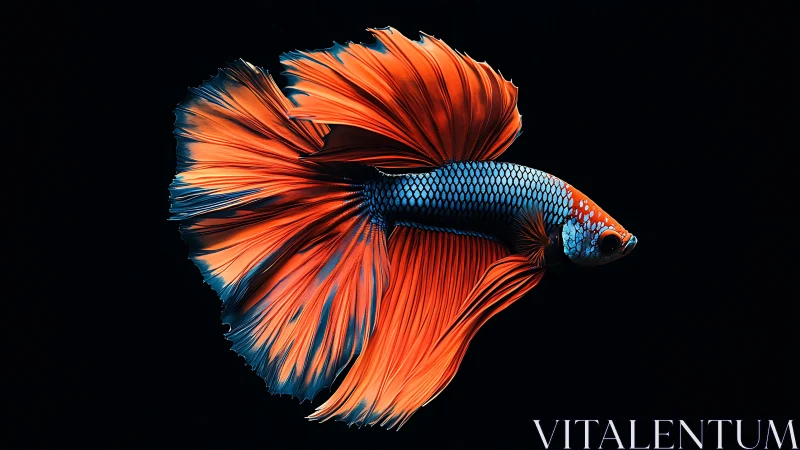 Orange and blue betta fish on black isolated background.