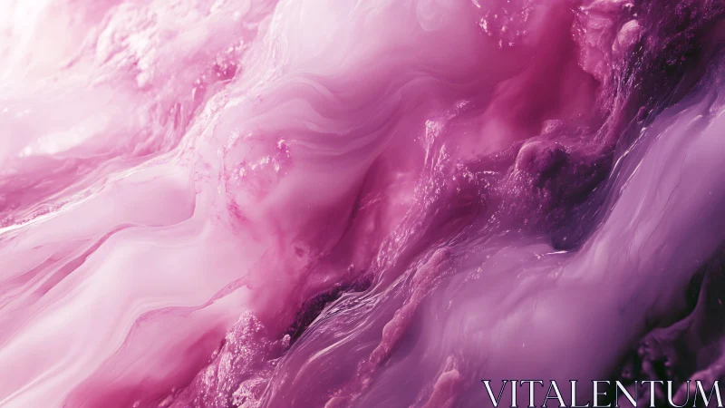 Pink viscous fluid forms layered, semi-translucent surface