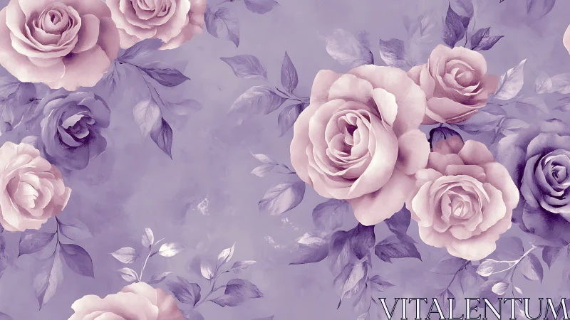 Soft Purple Roses Bloom in Tender Watercolor Dreams.
