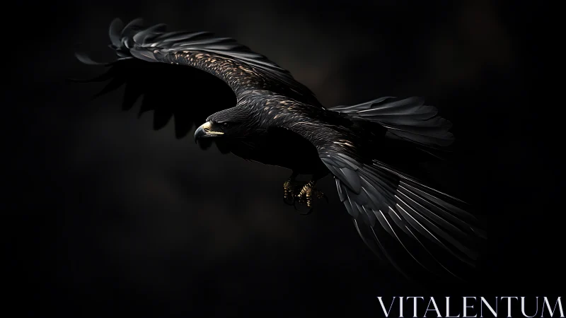 Majestic eagle in flight captured in dramatic, dark-toned style.