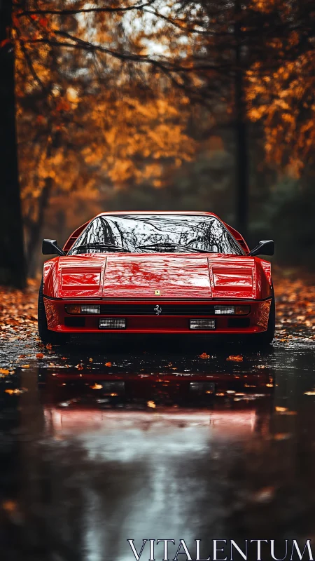 Crimson classic slices through autumn hush on mirror road