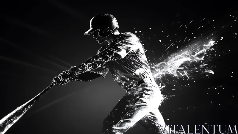 Explosive monochrome batter in dynamic digital motion study.