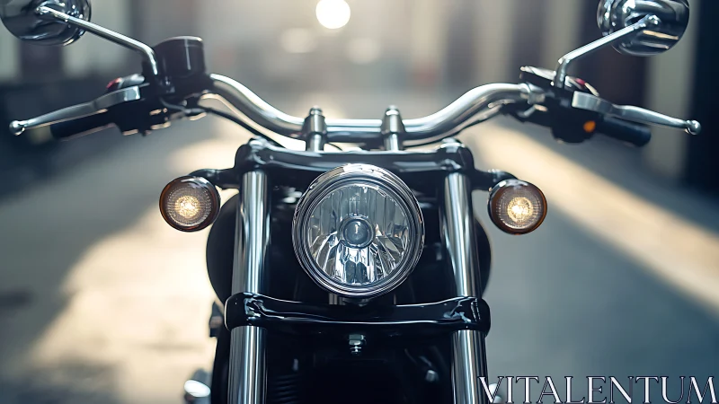 Bold motorcycle headlight welcomes the open road ahead