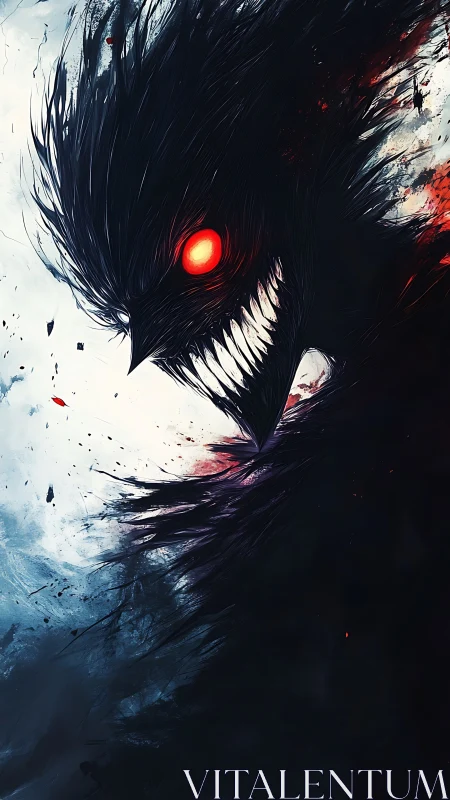 Razorwing nightmare with burning eyes stalks the pale void.