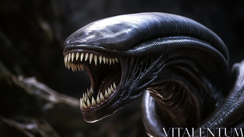 Feral alien predator lunges forward with rows of lethal teeth.